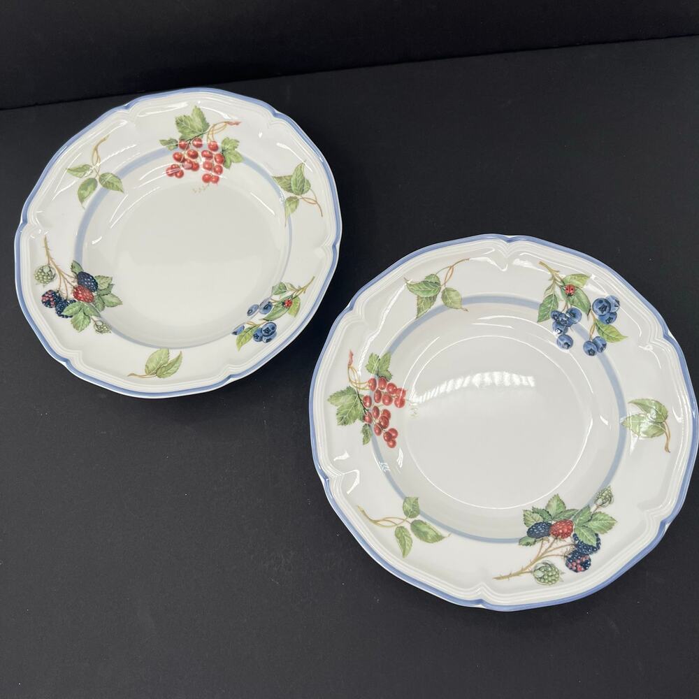 Villeroy & Boch Cottage Fine China Rimmed soup Bowl Plate. Set of 2
